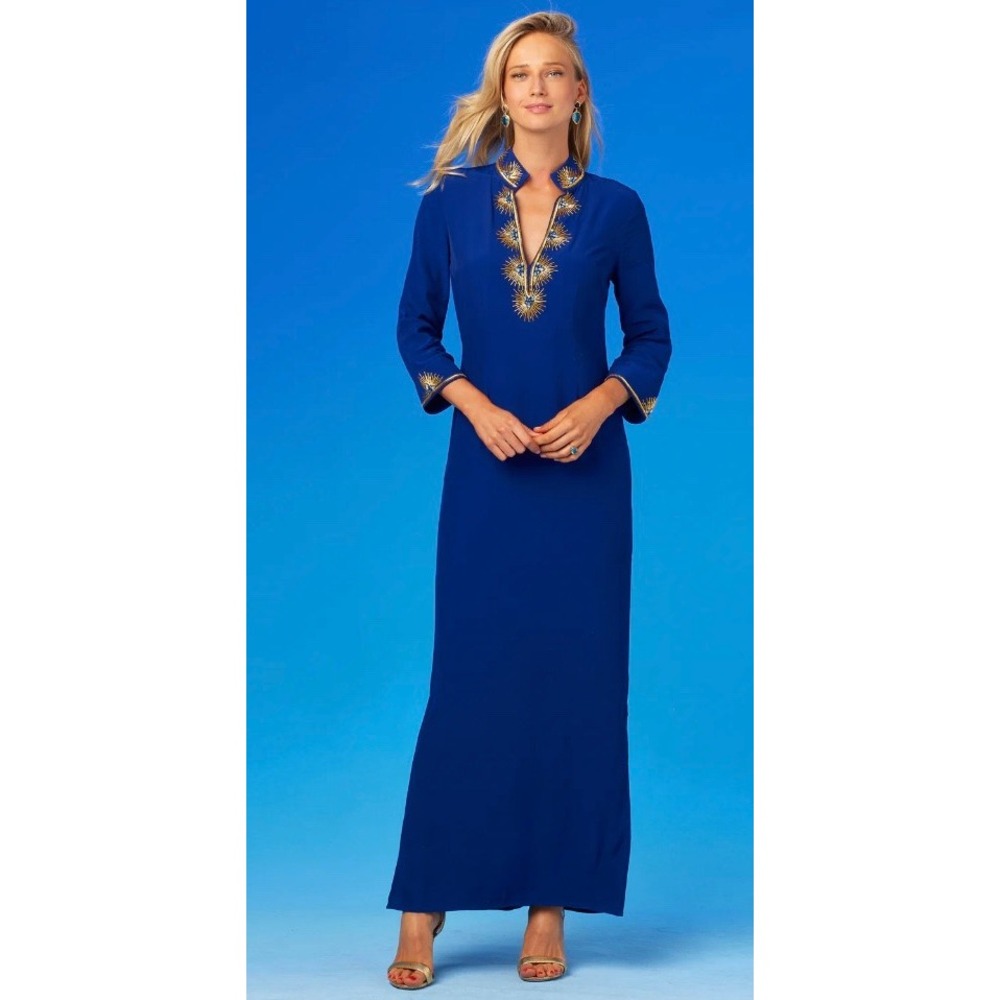 NicoBlu Stella Celestial Navy Gold Embellished Maxi Dress NWT Size 8